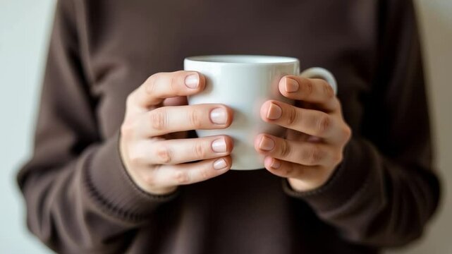 Woman's hands holding a cup of coffee