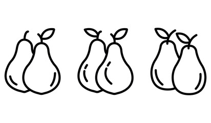 pear outline or line icon design bundle.