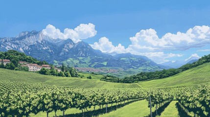 Fototapeta premium A beautiful landscape with a mountain range in the background