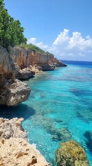 Coastal cliffs and turquoise ocean