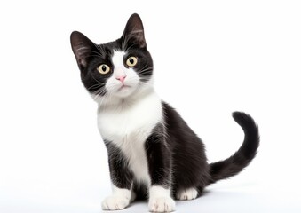 Black-white cat Waving background animal pet.