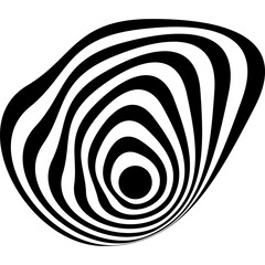 Abstract Black And White Striped Organic Shape With Concentric Patterns