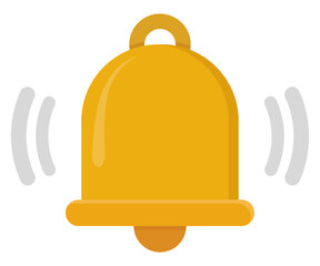 Notification bell icon in flat style isolated on white background.