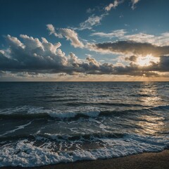 Obraz premium Focus on the horizon where the sky meets the ocean.