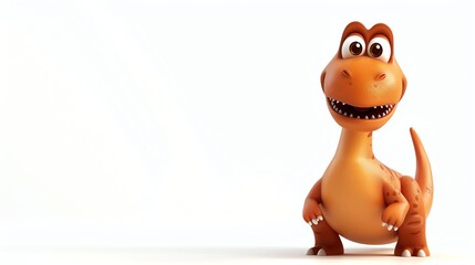 Naklejka premium A 3D cartoon dinosaur smiles and looks at the camera.