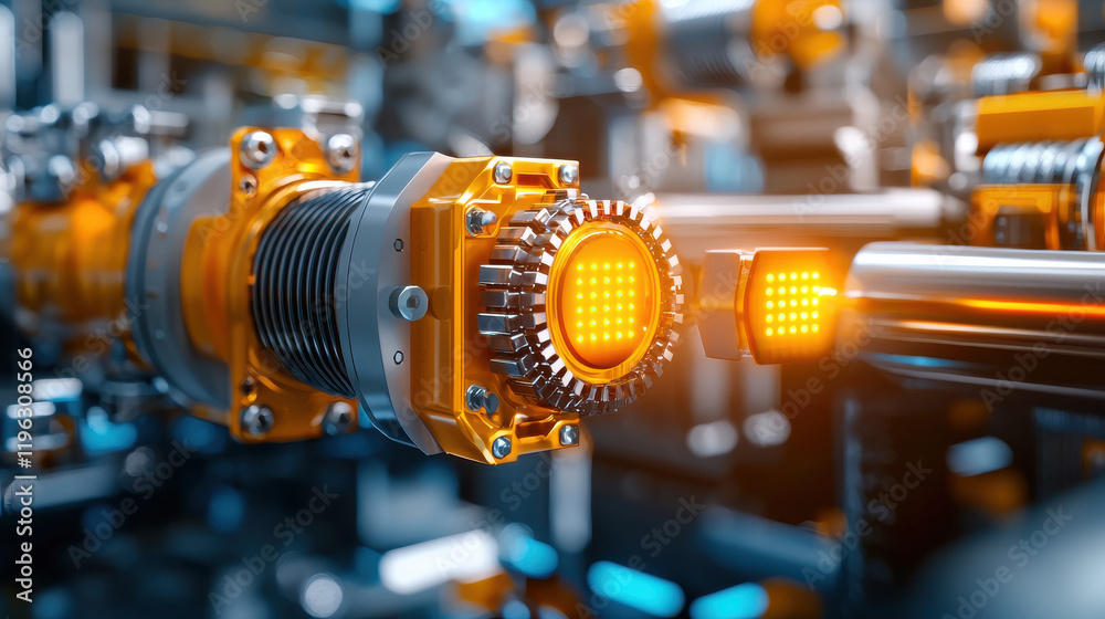Fototapete high tech machinery featuring solid state components with glowing elements, showcasing intricate eng
