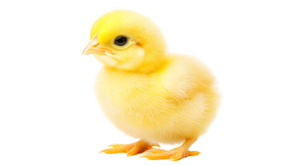 Obraz premium Playful baby chick isolated on white background stock photo studio setting close-up adorable concept