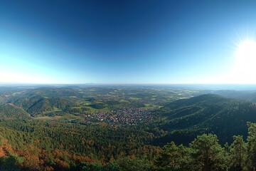 Fototapeta premium Majestic Black Forest Panorama: Germany's Enchanting Evergreen Wonderland view calm trees hills woods