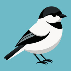 black  capped chickadee vector illustration