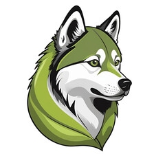 Cartoon style green wolf PNG