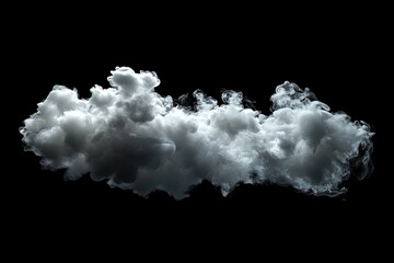 Ethereal White Smoke Cloud on Black Background: Abstract Texture, Design Element, Vapor, Haze, Mist,