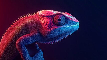 Obraz premium Half Color Chameleon Concept Digital Background, Generative AI