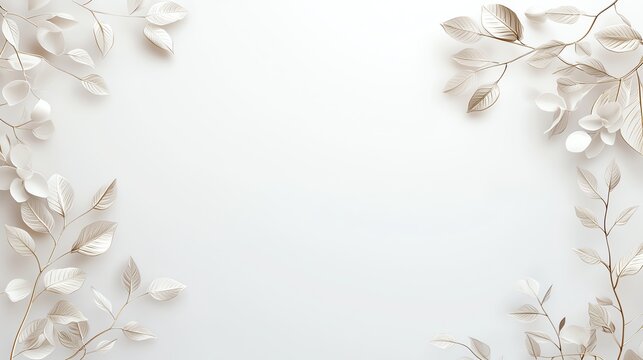 Elegant white leaves framing a minimalist background, perfect for nature-inspired designs and creative projects.