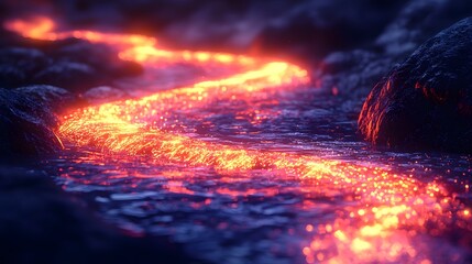 Glowing Lava River Flowing Through a Collaborative Classroom Learning Space