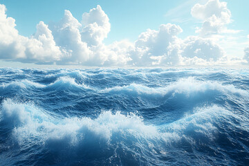 Fototapeta premium Ocean Waves Rolling Under a Cloudy Sky