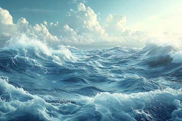 Dramatic Ocean Waves Under a Cloudy Sky