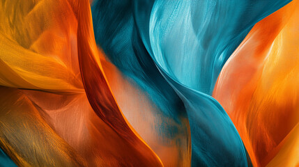 Vivid Abstraction of Flowing Orange and Blue Gradient Waves