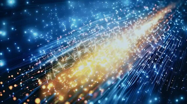 Abstract energy flow, cosmic rays, space background, technology concept, website header