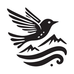Fototapeta premium Silhouette of a bird in flight, perfect for logo design or branding.