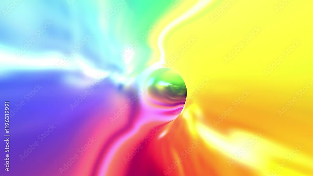 Wall mural abstract seamless loop colorful glowing tunnel light background.