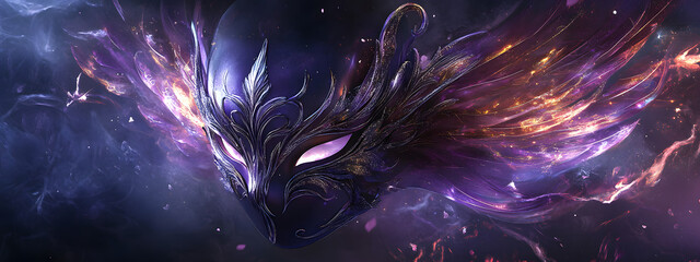 elegant 3d illustration of a decorative purple masquerade mask, perfect for parties, events, and carnival themed celebrations with a touch of mystery and sophistication.