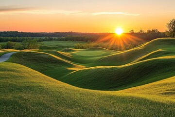 Obraz premium Golden Sunset Hues Over Rolling Southwest Hills, Scenic Vista sky view calm rural photo image nature