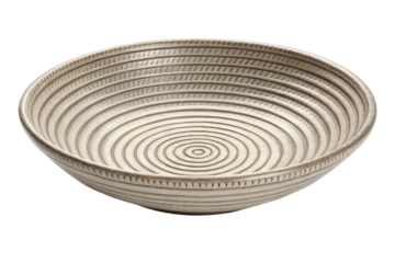 White bowl with concentric circular pattern isolated with transparent background