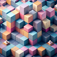 Obraz premium Colorful Abstract Cube Pattern. Geometric 3D Shapes Background