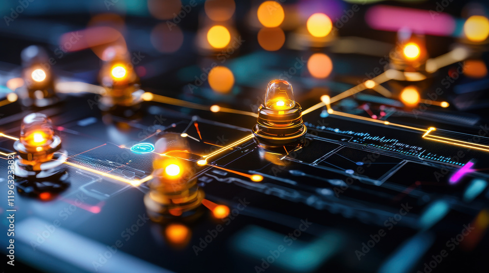 Aufkleber creative digital rendering of futuristic strategy tool with glowing elements, showcasing intricate c