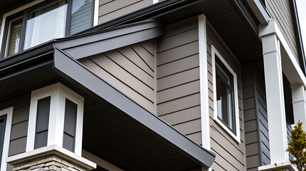 Modern Home Exterior: Grey and Brown Siding, Contemporary Design, Luxury Real Estate