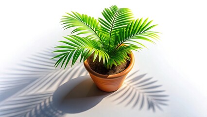 Obraz premium Aerial View Miniature Palm Tree Potted Plant Home Decor