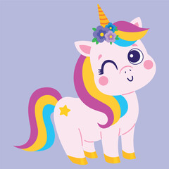 Cute unicorn. Vector flat illustration