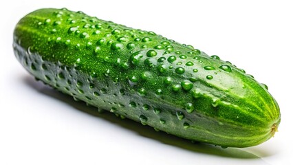 Crispy Fresh Green Cucumber Close-up on White Background - High-Resolution Stock Photo