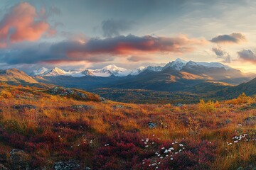 Majestic Carpathian Panorama: Breathtaking Sunrise Views, Rolling Hills, and Serene Nature sky blue 