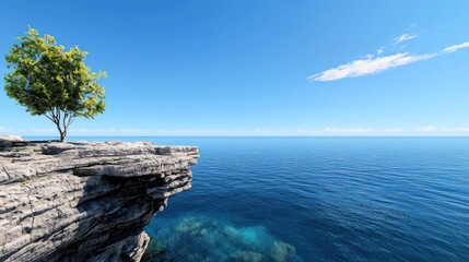 Fototapeta premium Lone Tree on Ocean Cliff