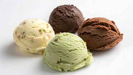 chocolate ,vanilla, pistachio ice cream