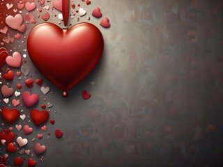 A red hears background, Valentine's day background with red and pink hearts like balloons on pink background, flat lay, Generative AI