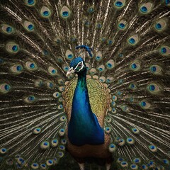 Obraz premium A symmetrical depiction of a peacock, showcasing balance and beauty.