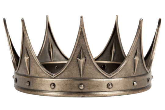 Antique silver crown isolated with transparent background