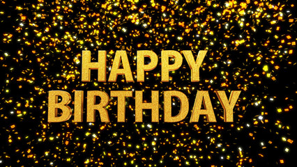HAPPY BIRTHDAY Sans-Serif Gold Confetti 3D Text Logo