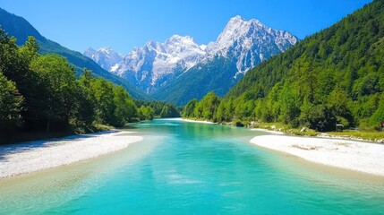 Serene River Valley Mountain Landscape