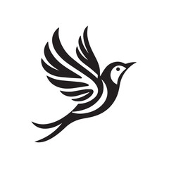 Obraz premium Silhouette of a bird in flight, perfect for logo design or branding.