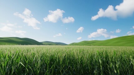 Obraz premium Serene Green Field Under Sunny Sky