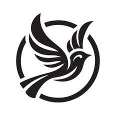 Obraz premium Silhouette of a bird in flight, perfect for logo design or branding.