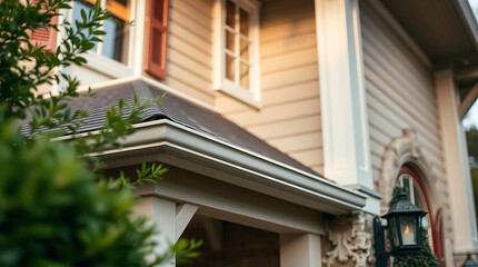 Fototapeta premium Elegant Home Exterior: Architectural Details and Landscaping