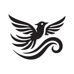 Obraz premium Silhouette of a bird in flight, perfect for logo design or branding.