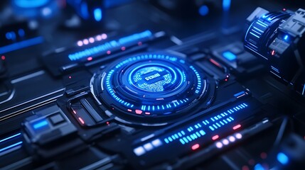 Futuristic Technology Interface with Data Encryption