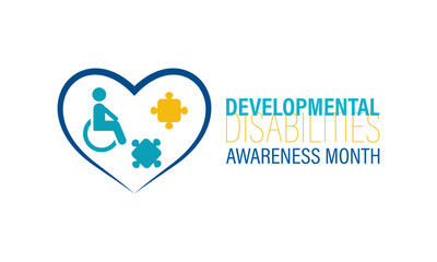 Fototapeta premium Developmental Disabilities awareness month is observed every year in March. increase awareness about the needs and potential of individuals with developmental disabilities. Banner poster background.