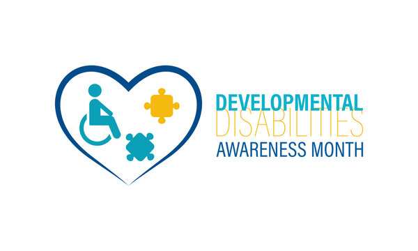 Developmental Disabilities awareness month is observed every year in March. increase awareness about the needs and potential of individuals with developmental disabilities. Banner poster background.