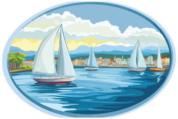 Fototapeta premium sailboat on the sea _ vector EPS 10